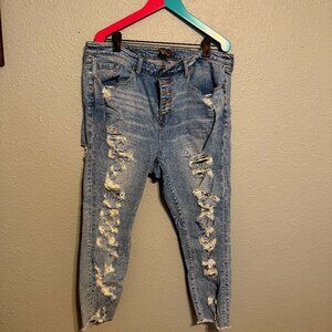 Torrid distressed ripped, light wash jeans size 16 R